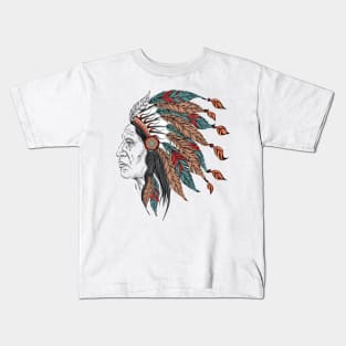 Man in the Native American Indian chief Kids T-Shirt